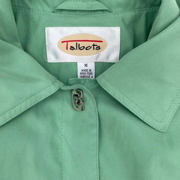 Talbots Womens Sage Green Toggle Button Rain Jacket Coat Size M - Picture 7 of 13